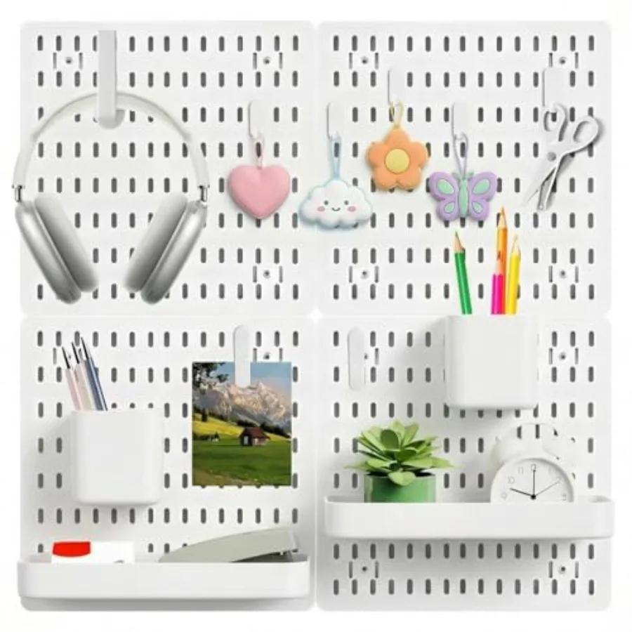 

White Pegboard Combination Kit Wall Organizer Pegboard Modular Hanging Peg Boards and Accessories Modular Hanging Garage Storag