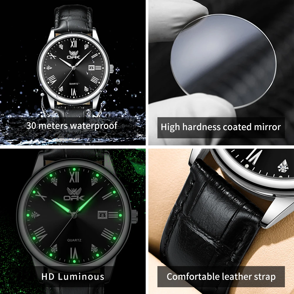 OPK ブランド メンズ腕時計ストラップ クォーツ時計 防水カレンダー 6025