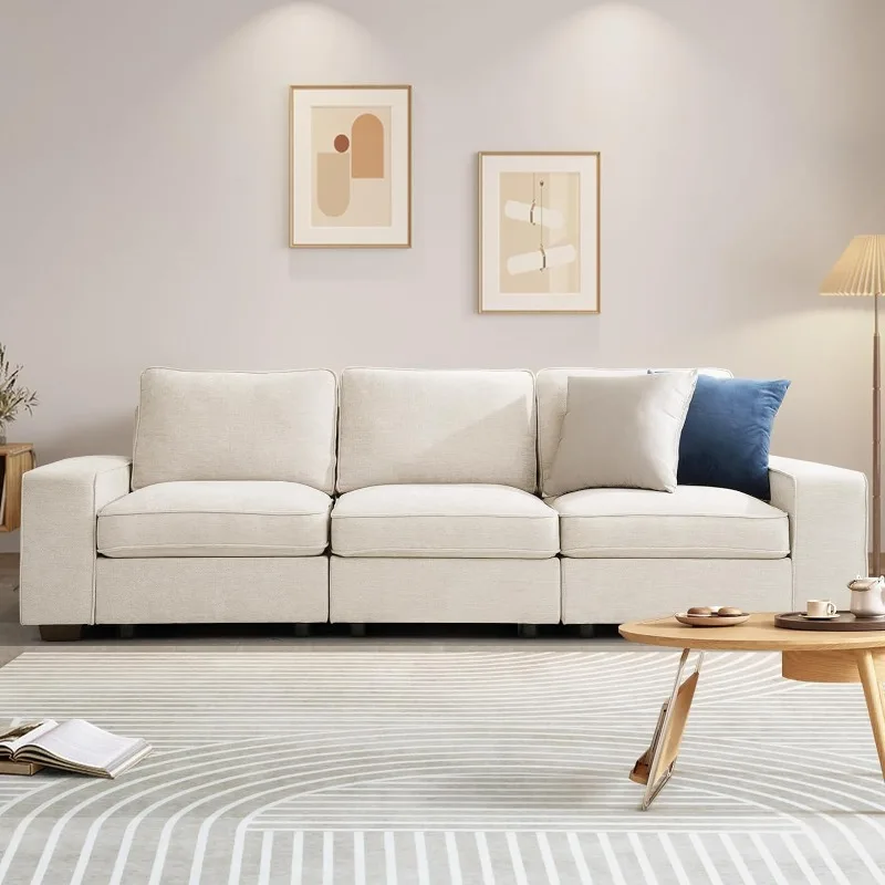 3 Seater Sofa Couch with Storage Layer, Removable and Washable Cushion Cover, Modern Sofa-100 Sofa with Solid Frame up