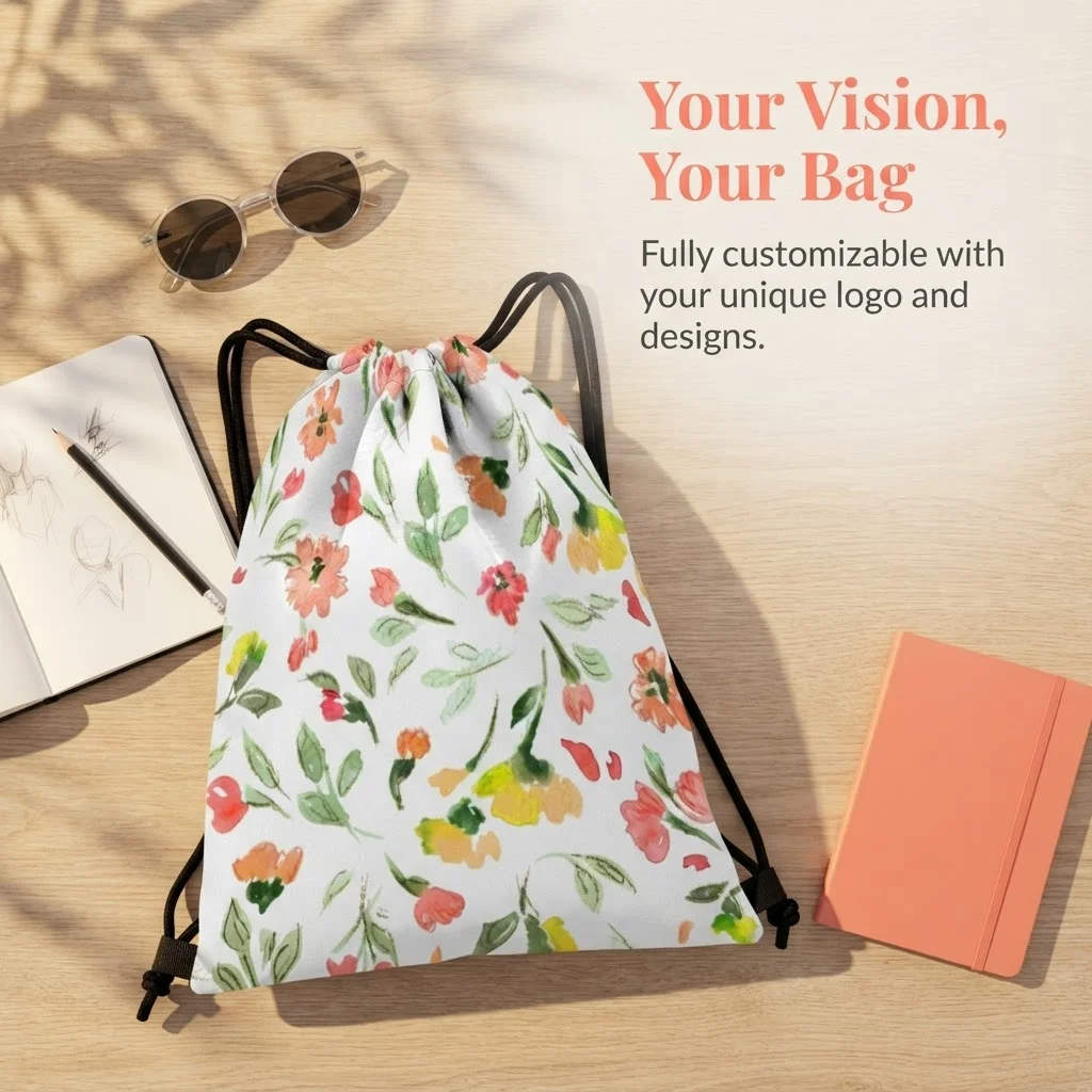 Custom Drawstring Sport Backpack with Honeycomb Fabric, Water-Resistant, and Customizable Patterns/Logo