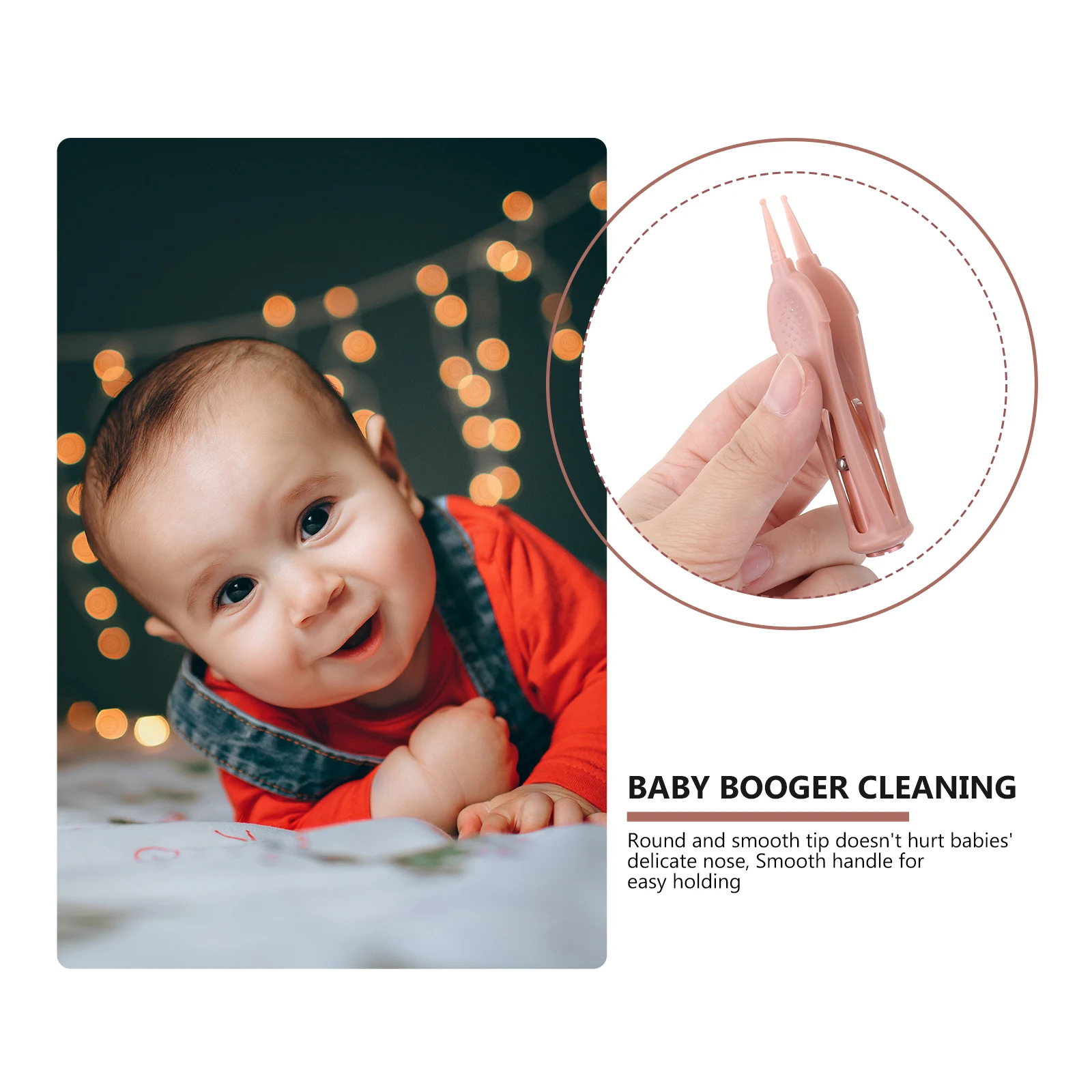 

Baby Nose Booger Tweezer Pink Stainless Steel Silicone Durable Lightweight Nose Ear Navel Eye Cleaning Clip LED Light Baby Clip