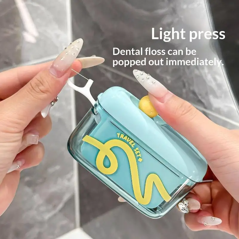 Portable Automatic Dental Floss Dispenser with Cute Dustproof Cover Easy to Install for Family Home Travel Use
