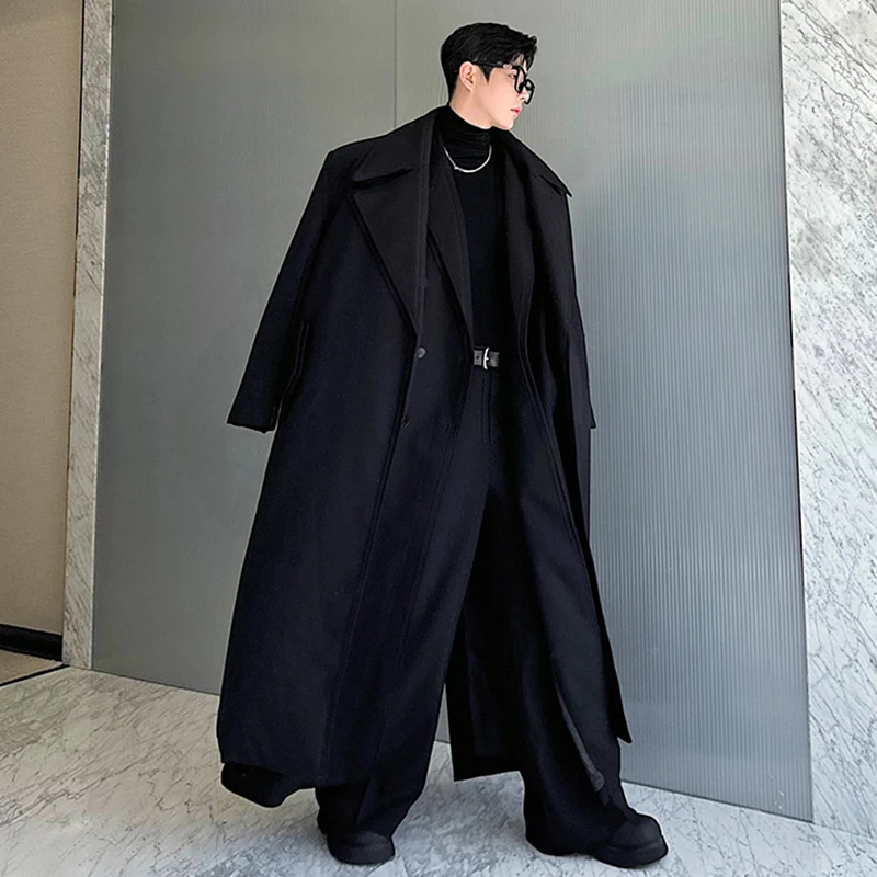 LUZHEN Fashion Oversized Long Thick Men Trench Coat Elegant Handsome Youth Male Clothes Autumn Winter Outerwear Vintage LZ7207