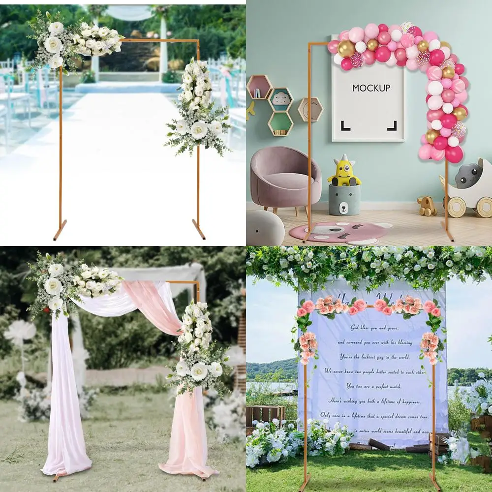 

Прямоугольная свадебная арка с цветочным рисунком и рамкой из воздушных шаров для украшения вечеринок