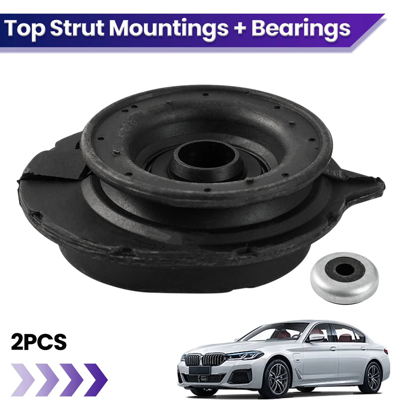 Suspension Front Strut Top Mount Bearings For Fiat Panda 2003 - 2012 Punto Vauxhall Vivaro 2016 - 2021 500 / 595 / 695 2X Rubber