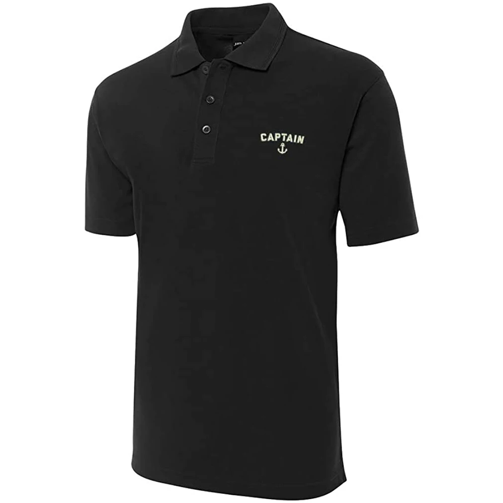 

Lyprerazy Captain Nautical Embroidered Short Sleeve Polo Shirts Classic Embroidery Men's Polo Shirt