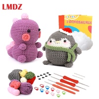 LMDZ Penguin Dinosaur DIY Animal Beginners Kniting Kit for Adults and Kids with Crochet Accessories and Instructions