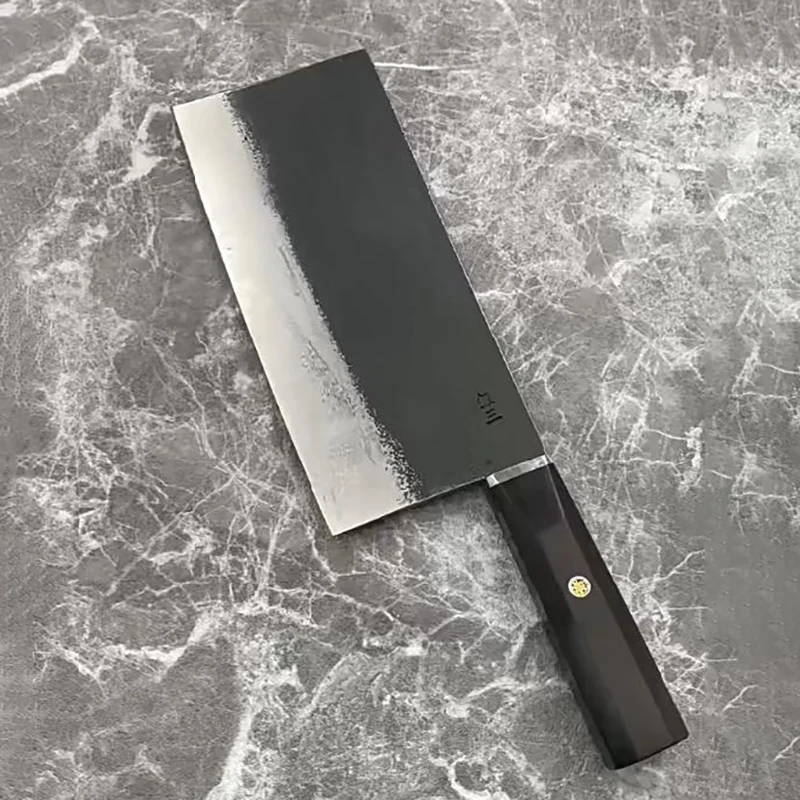 8 Inch Chinese Chef Knife Silver Steel No. 3 Damascus Steel Core Blade Ebony Handle Cleaver Slicing Handmade Forge Kitchen Knife