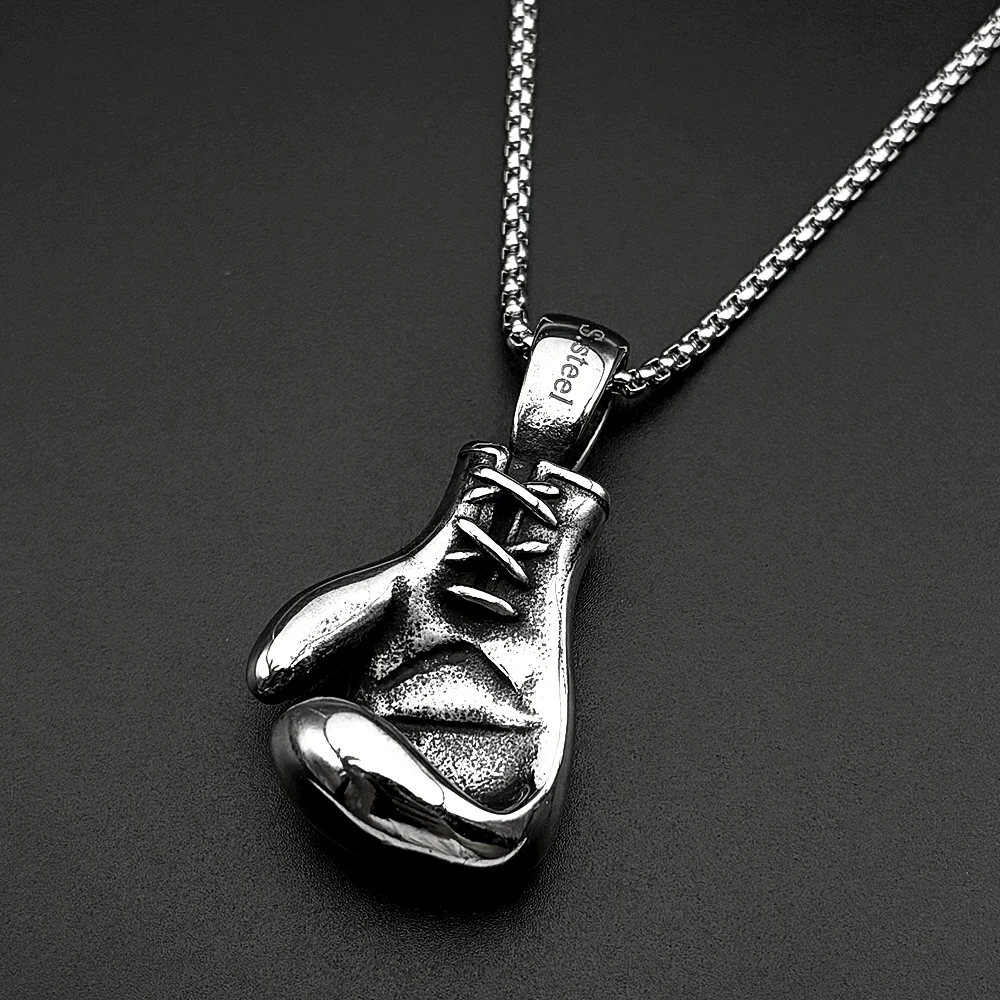 Russian National Emblem Boxing Gloves Chain For Men Stainless Steel Silver Color Power Street Party Hiphop Male Necklace Jewelry