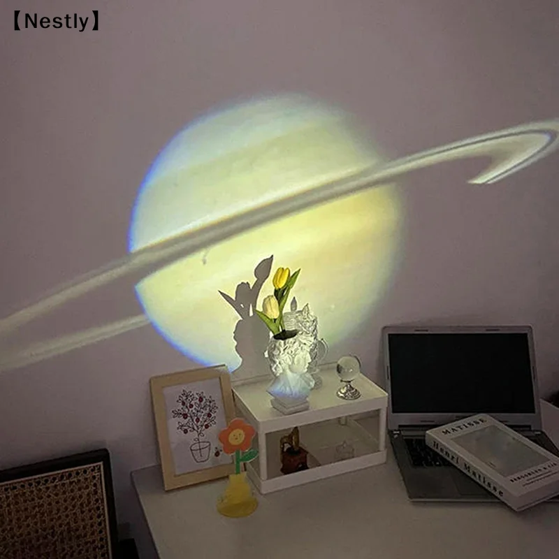 

USB Ceiling Moon Earth Projection Atmosphere Light Starry Sky Lamp Night Light Romantic Bedroom Decor Galaxy Projector〔Nest〕
