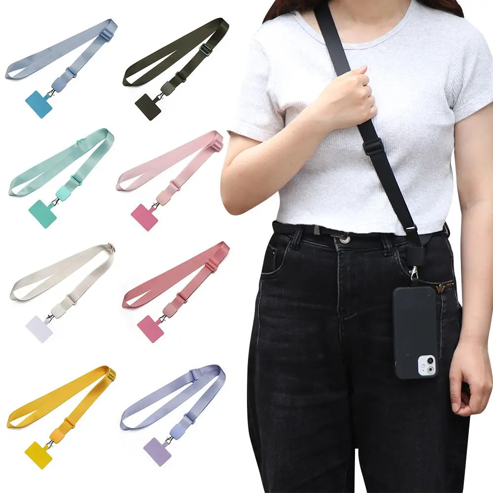 Universal Patch Phone Lanyards Adjustable Mobile Phone Strap Lanyard Nylon Soft Rope Cell Phone Hanging Cord Holder