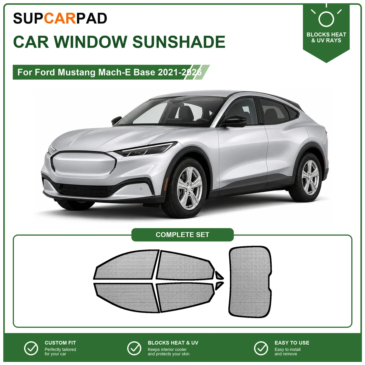 For Ford Mustang Mach-E Base 2021-2026 Full Set Car Window Sunshades UV Block Privacy Heat Insulated Foldable Car Curtain