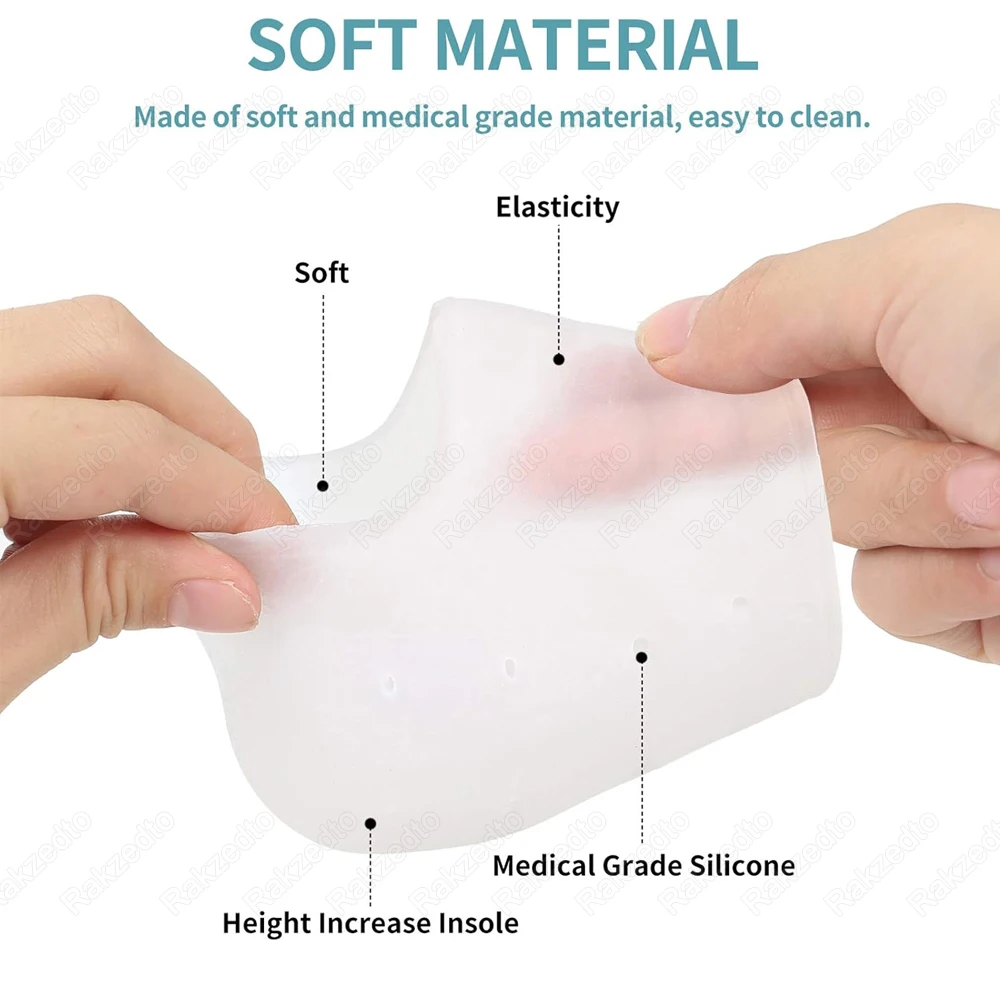 Silicone Height Increase Insoles for Man Woman Shoes Lift Insert Gel Shoe Pads With Breathable Holes Invisible Height Heel Socks