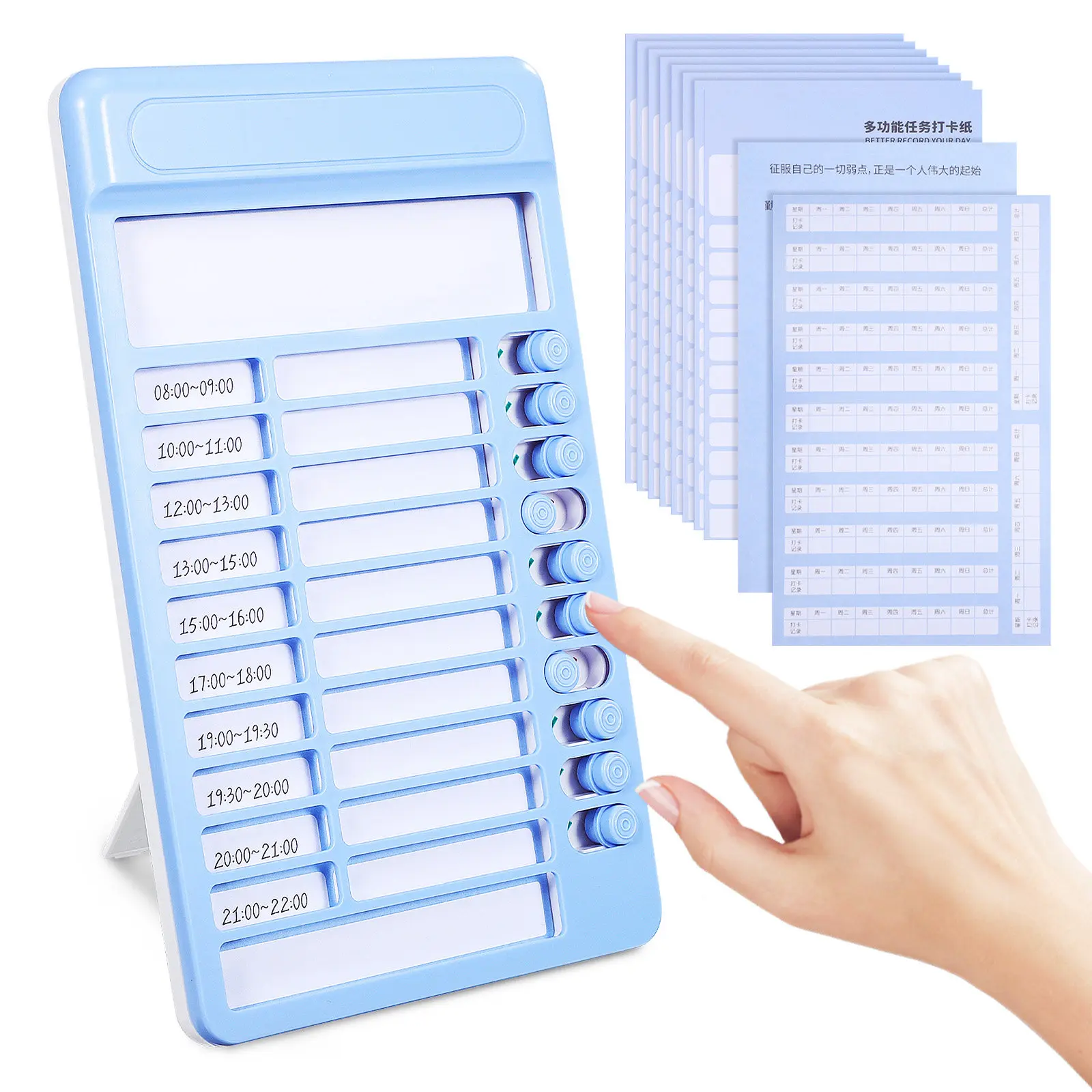 Blue Task Tracker Board Smooth Slider Desktop Wall Mount Daily Routine Planner Chore Chart for Home Office Classroom