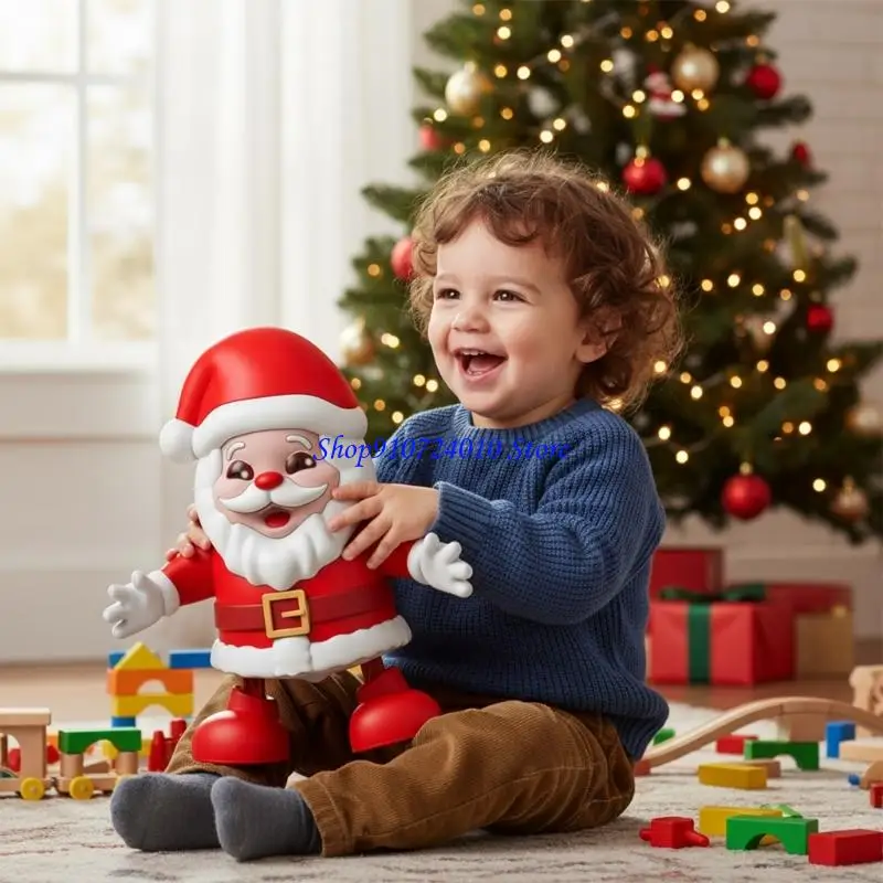 77HD Dancing Santa with Music and Lights Interactive Twerking Santa with Agile Dance Moves Easy Setup Electric Moving Christmas