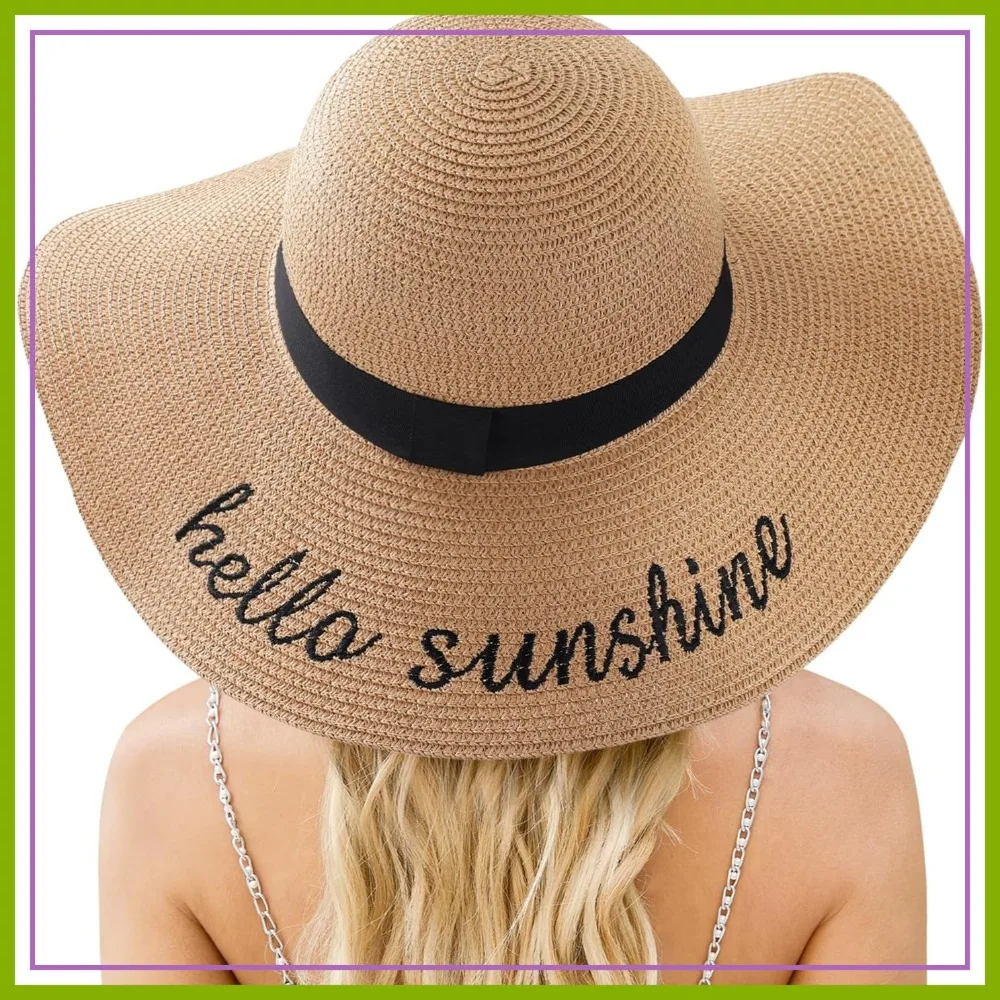 

Women's Beach Sun Hat UPF 50+ UV Protection, Packable Foldable Straw Hat for Summer