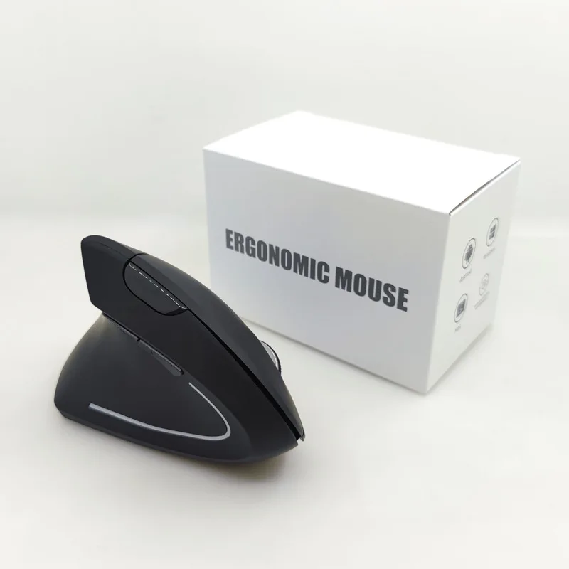 Mouse verticale wireless per mano sinistra 2.4G Design ergonomico Mouse da gioco USB portatili optoelettronici ad alta precisione per PC e laptop