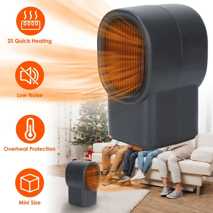 

500W Portable Electric Space Heater Mini Desktop Fan Heater Personal Small Space Heater for Home Office