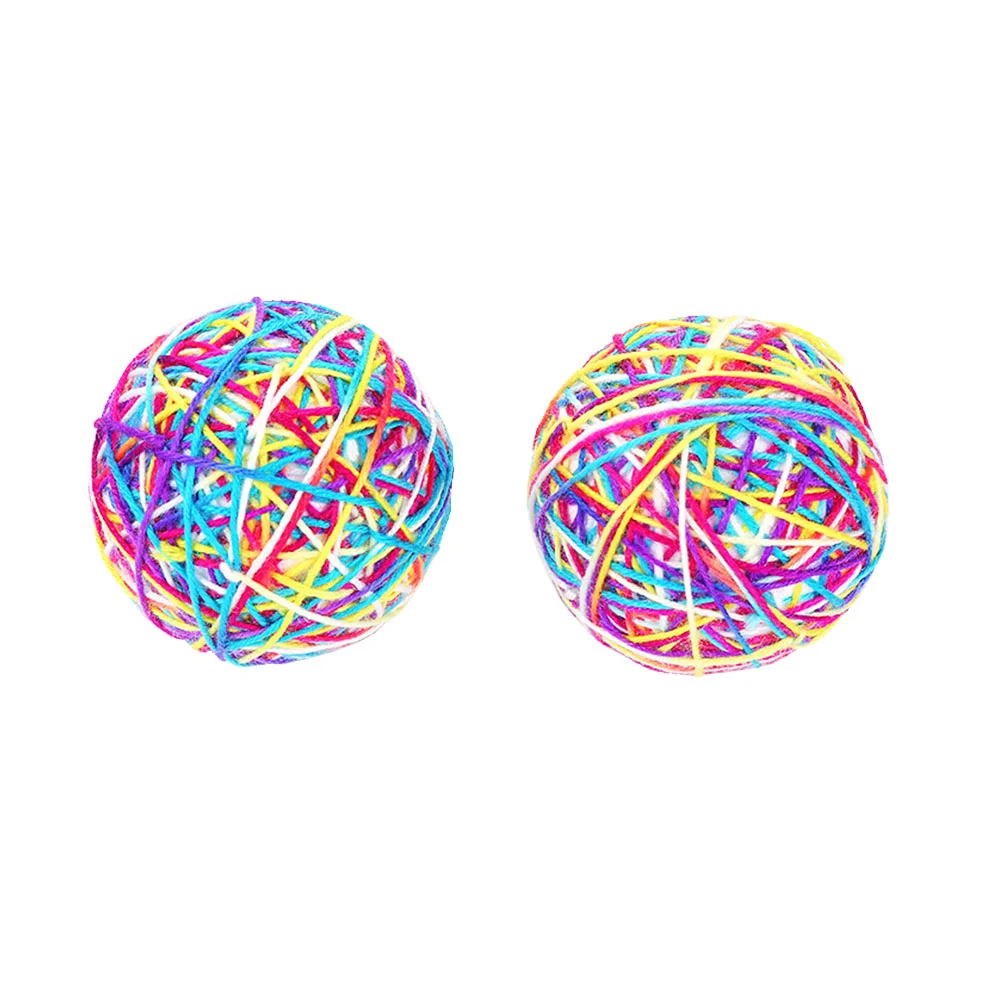 2 Pcs Small Dog Toys Yarn Ball Interactive Cleaning Tooth Bite Resistant Cat Teaser Chewing