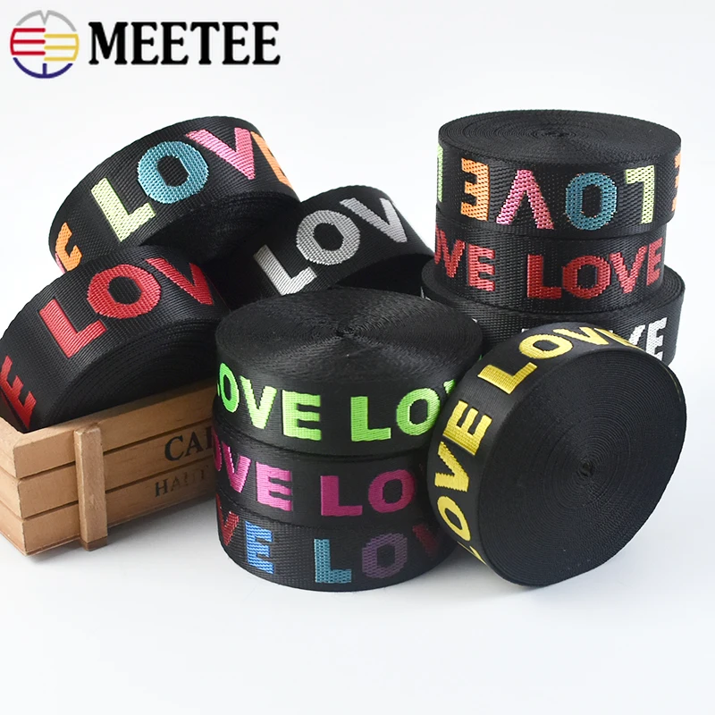 

4-10Yards 25/38mm LOVE Sewing Webbing Straps Belt Sling Decoration Ribbons Band Shoulder Bag Strap Bias Binding DIY Accessories