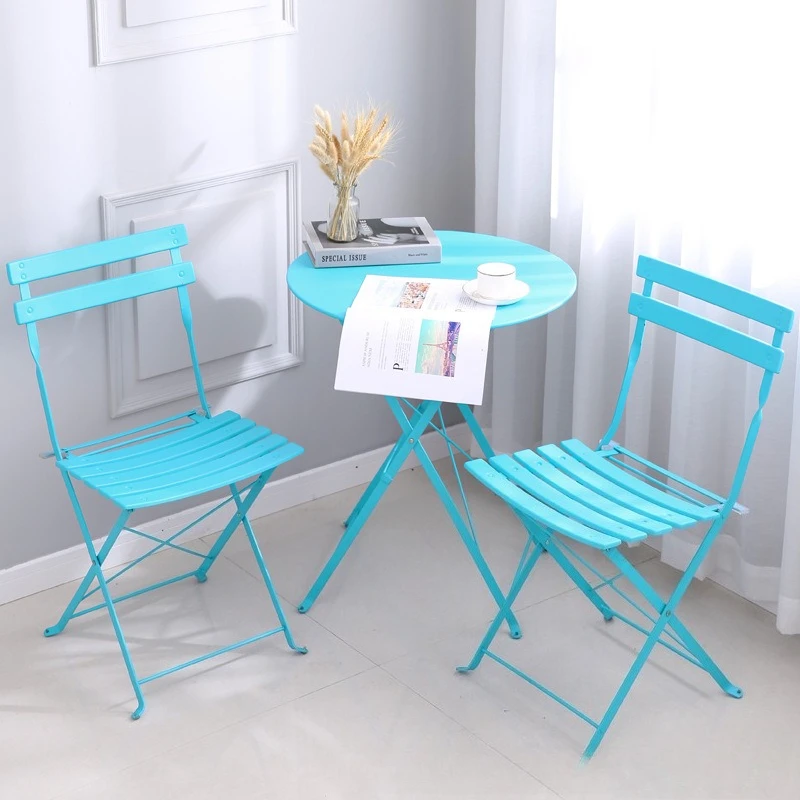 Nordic Outdoor Iron Folding Table and Chairs Set Patio Furniture for Home Wholesale