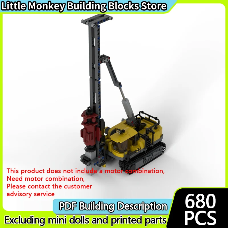 

City Car Model MOC Building Bricks Heavy Machinery Pile Driver Modular Technology Children Holiday Gifts Assemble Toys Suit