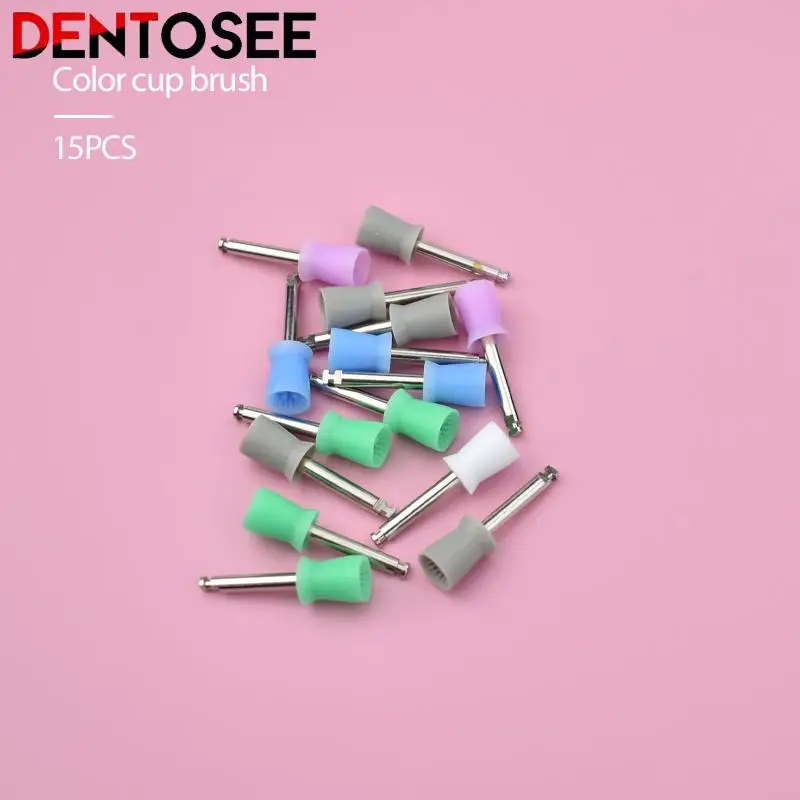 90Pcs Disposable Dental Polishing Cup Set Flat Sharp Bowl Shape Head Dental Contra Angle Low Speed Polishing Brush Polisher