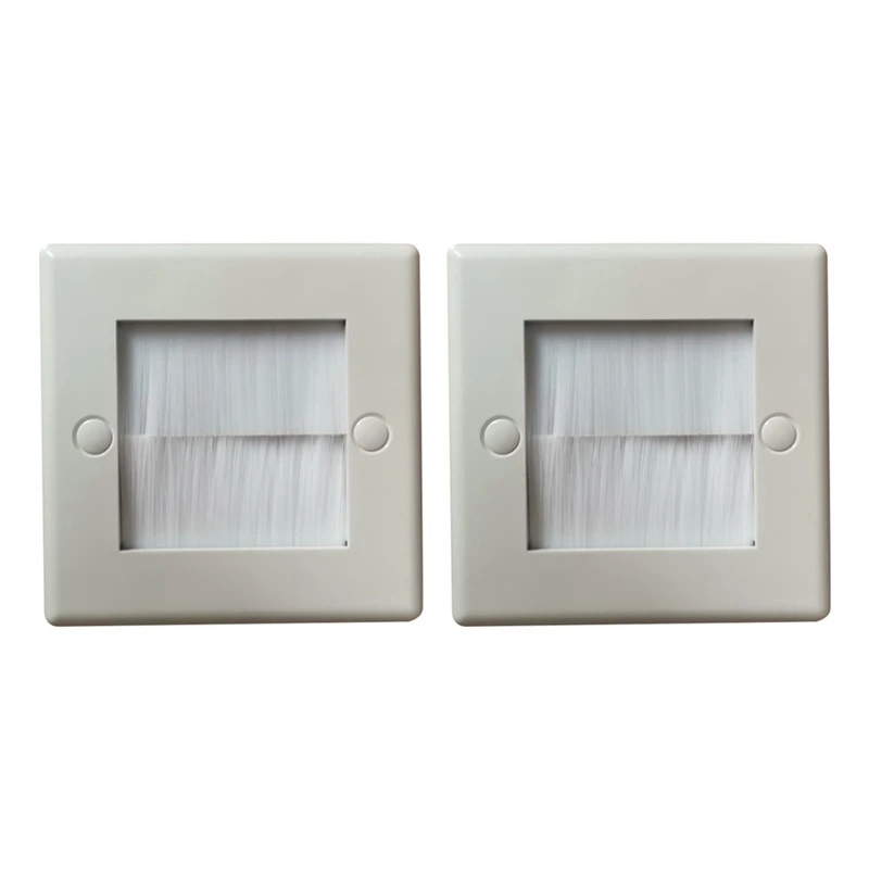 

2Pcs Flush Brush Wall Plate Brush Single 1 Gang Wall Outlet Cable Entry Plate Tidy Mount Face Plate Wall Plate