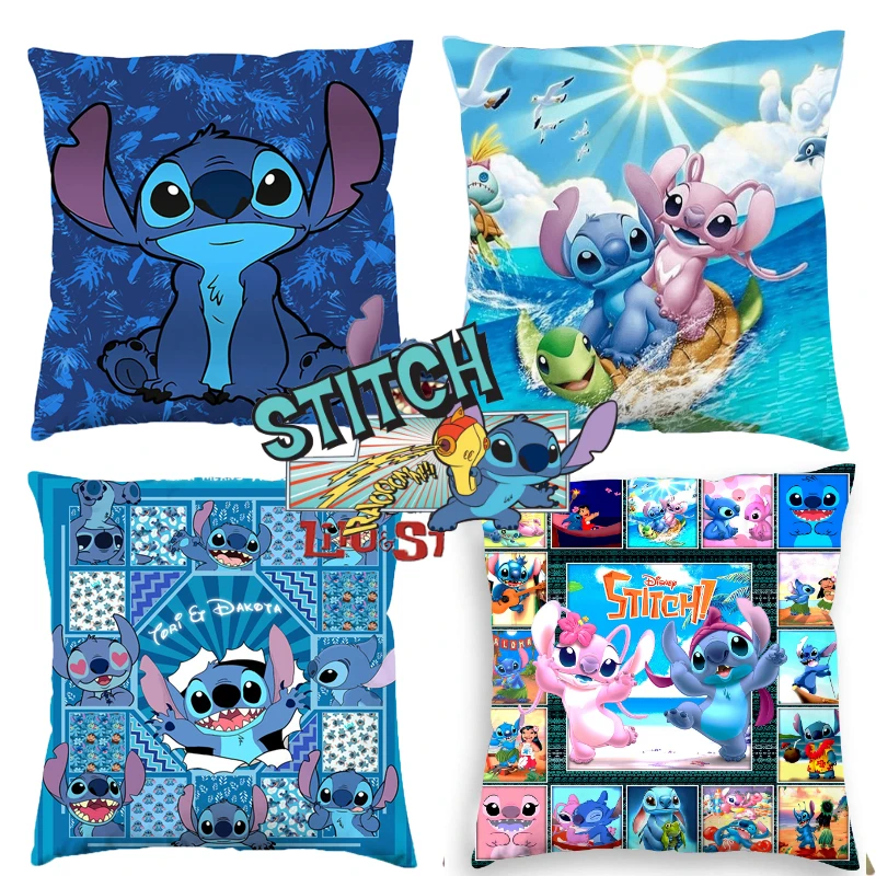 

Disney Stitch Anime Cushion Cover Kawaii Lilo & Stitch Printed Pillowcase Cartoon Frozen Elsa Cushion Cover 45x45cm