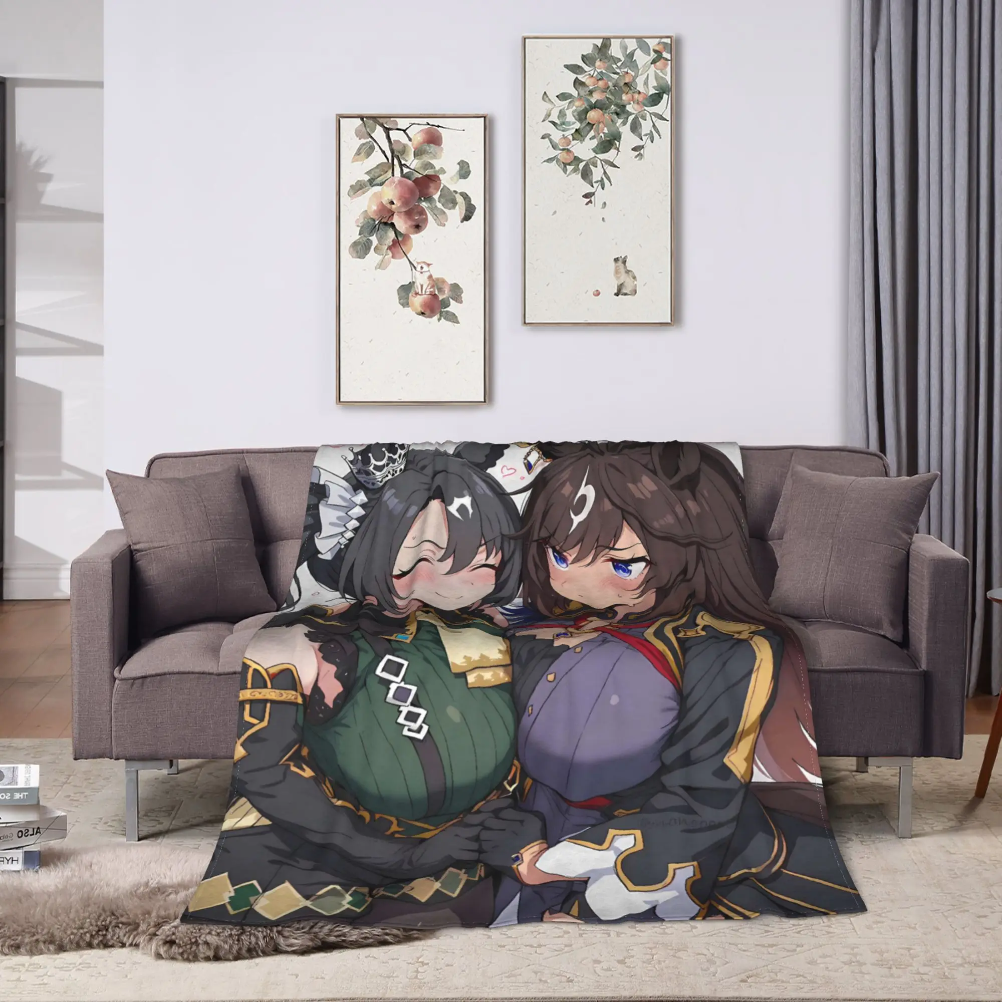 Uma Musume Pretty Derby Anime Flannel Blanket  Super Soft Throw Blanket for Outdoor Print Bedspread Sofa Bed Cover