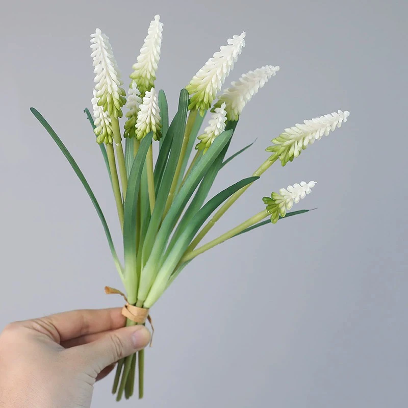 Ramo de 5 Jacintos Artificiales, Flores de Plástico para Decoración de Bodas, Arreglos Florales, Jacinto Artificial para Eventos