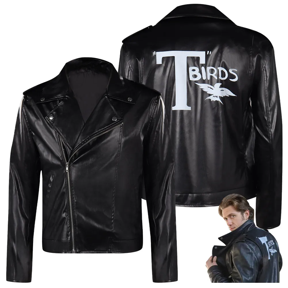 

TV Musical Grease Danny Cosplay Costume Men Black Jacket Ladies Roleplay Fantasia Casual Halloween Carnival Clothing Disguise