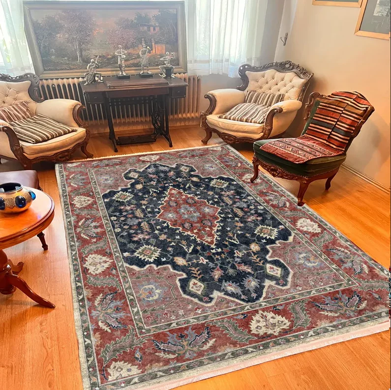 Terracotta Beige Persian Style Rug Anti-Slip Washable Area Rug Vintage Style Area Carpet Non-Slip Area Rug Home Decor Carpets