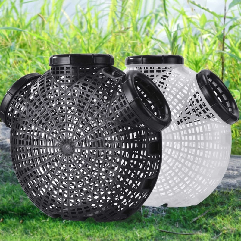 Cestino da pesca portatile raccoglitore di pesce portatile in plastica Monopterus Albus- Basket Multi-fori per respirare bianco/nero