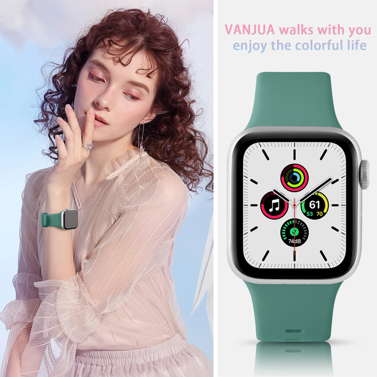 6pcs/lot Silicone Strap For Apple Watch series 7 6 5 4 3 2 1 SE Bracelet Watchband For iWatch 38mm 42mm 44mm 45mm 41mm 40mm