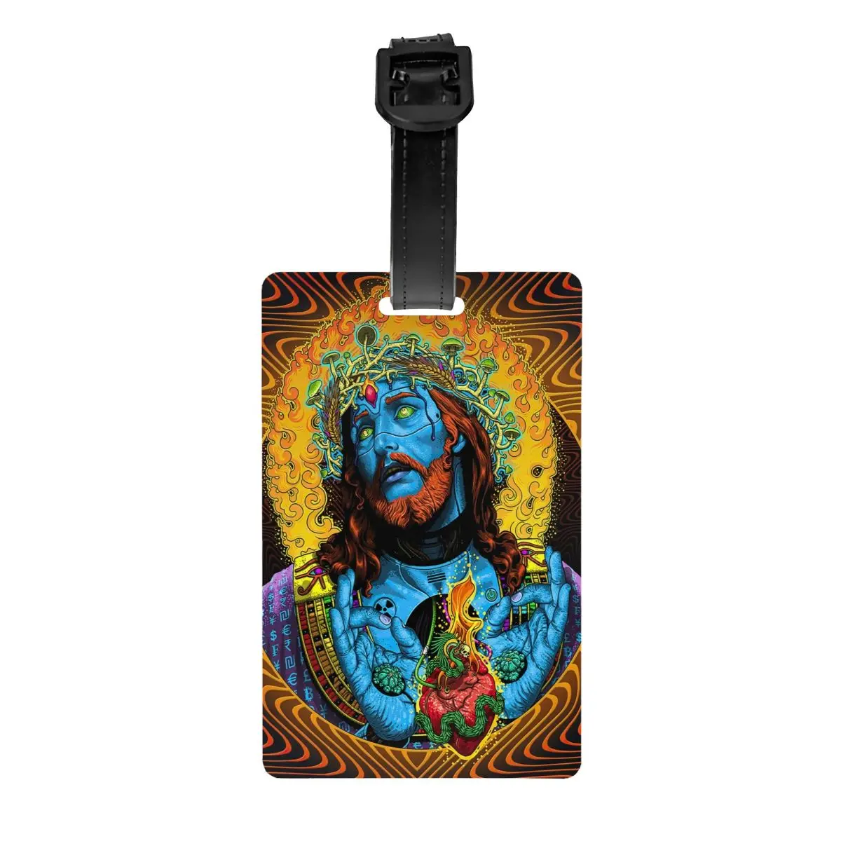 Custom Jesus Christ In Heaven Luggage Tag With Name Card Privacy Cover ID Label for Travel Bag Suitcase