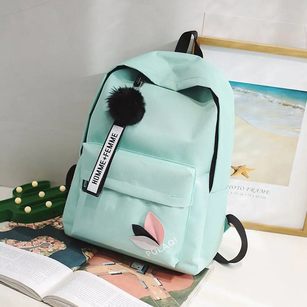 Student Portable Shoulder Bag Knapsack Student Schoolbag Printed Leaves Backpack Rucksack