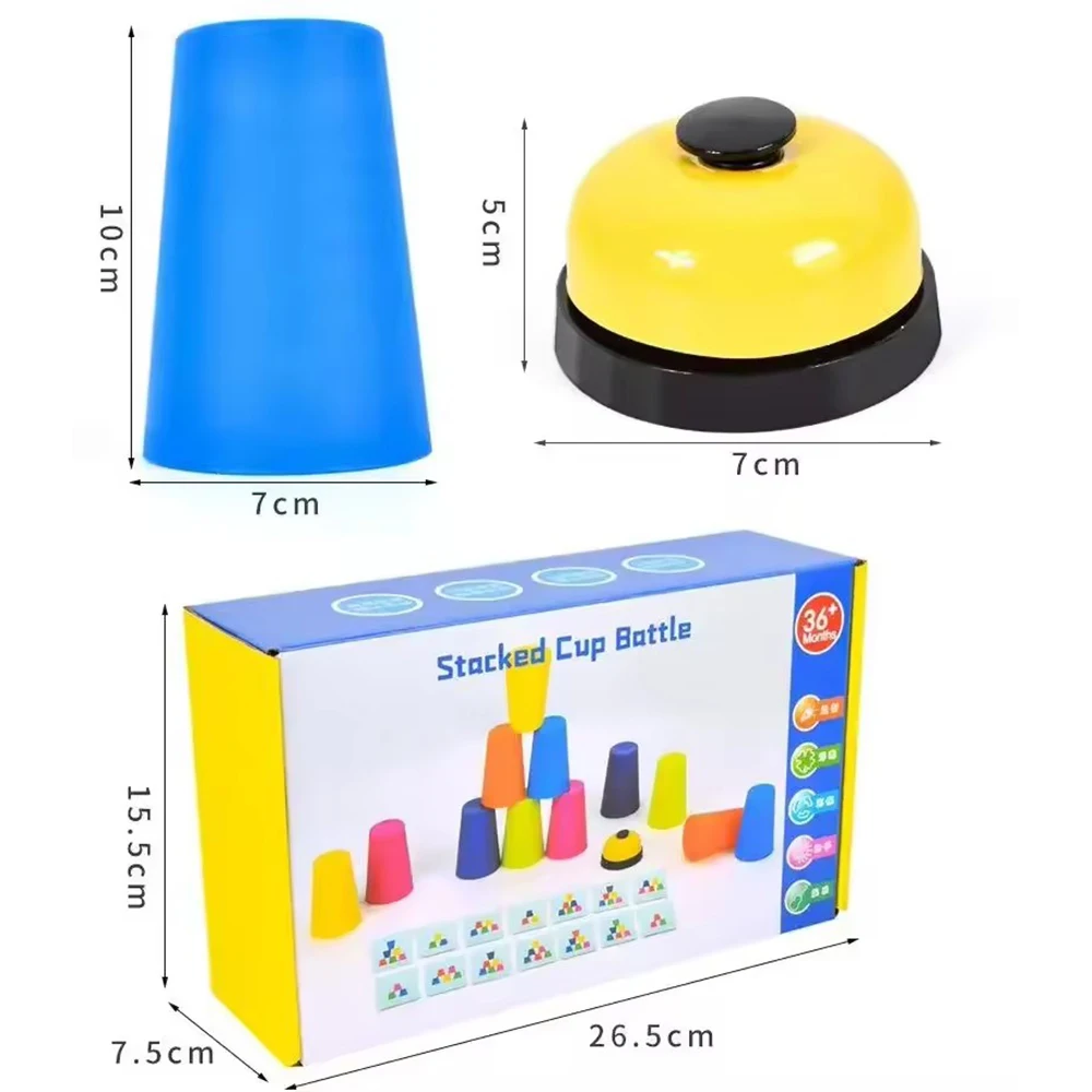 Montessori brinquedos pilha copo jogo com cartão criança educacional iluminação intelectual cor cognição lógica treinamento crianças presente