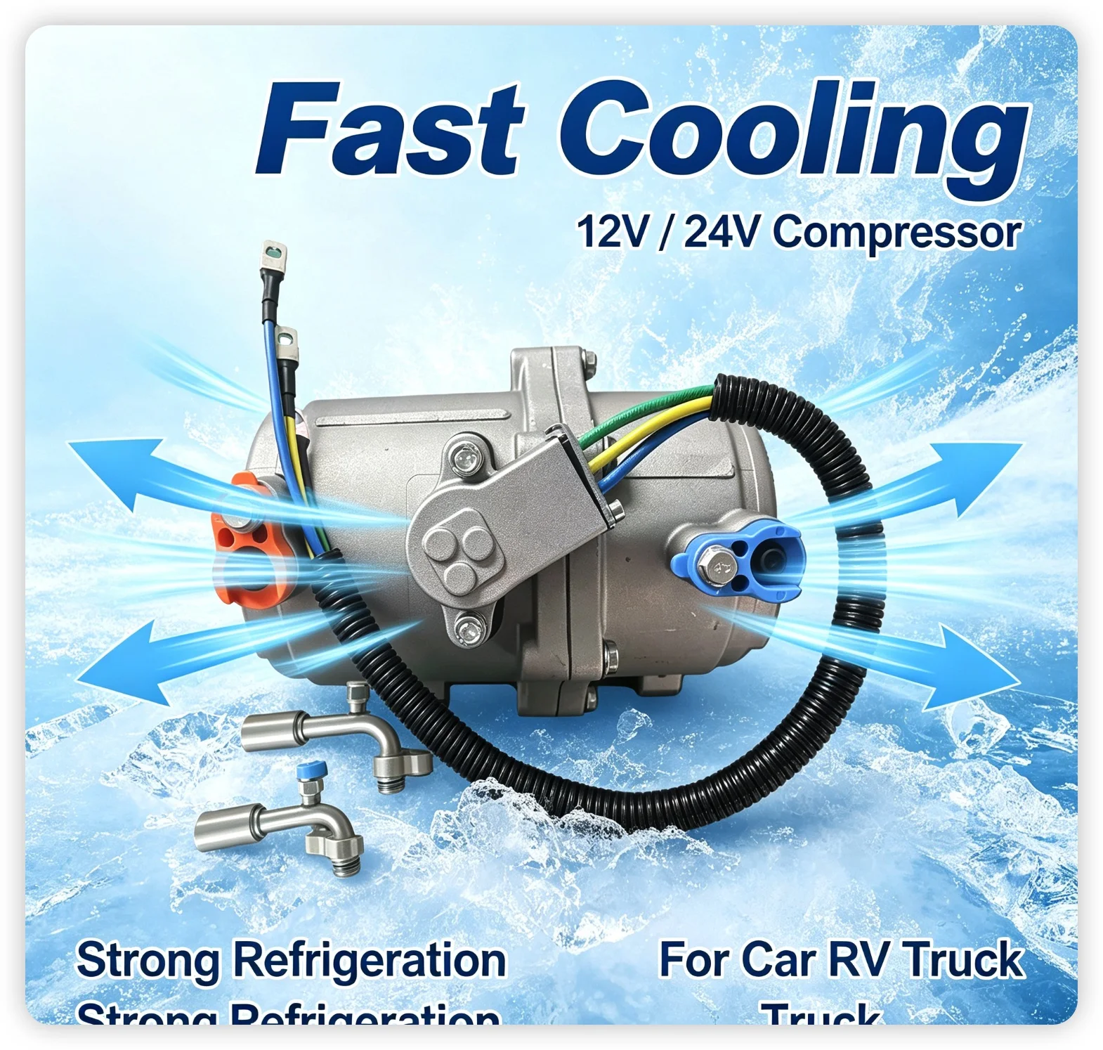 12V 600W 24V 850W Electric Scroll Compressor Universal Parking Air Conditioner Compressor for Truck RV Van Car Air Conditioning