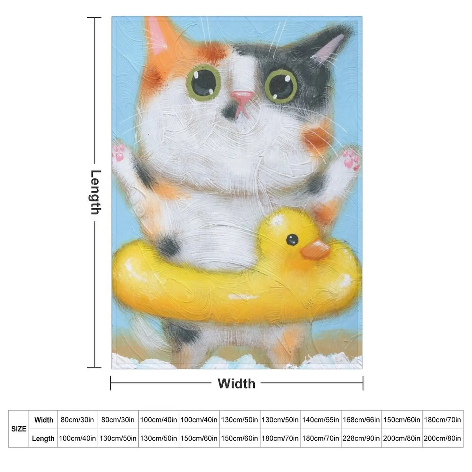 Rubber Ducky Kitty 2 Throw Blanket couch cozy soft plush fuzzy picnic outdoor blanket