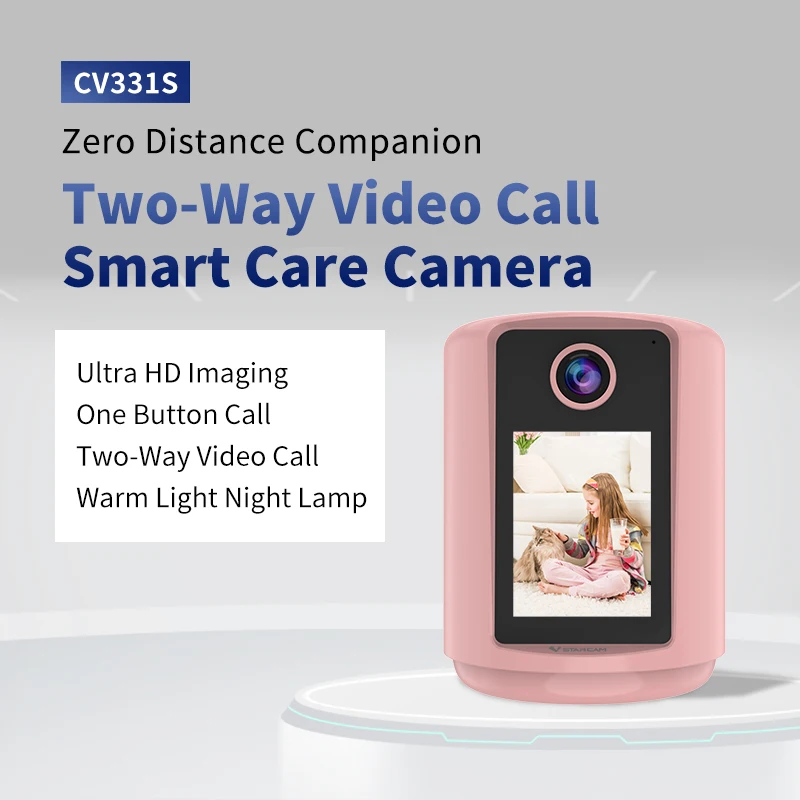 

2MP 1080P Vstarcam O-Kam 2,8-дюймовый экран One Key Call Видеотелефон Bluetooth IP Купольная камера AI Гуманоид Уход за пожилыми людьми Радионяня