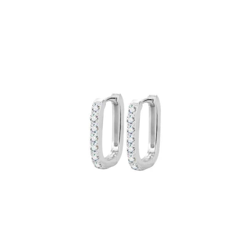 Certified Moissanite D Color Hoop Earrings for Women 100% 925 Sterling Silver Square Shape Ear Buckle White Gold Jewelry Gift image 4