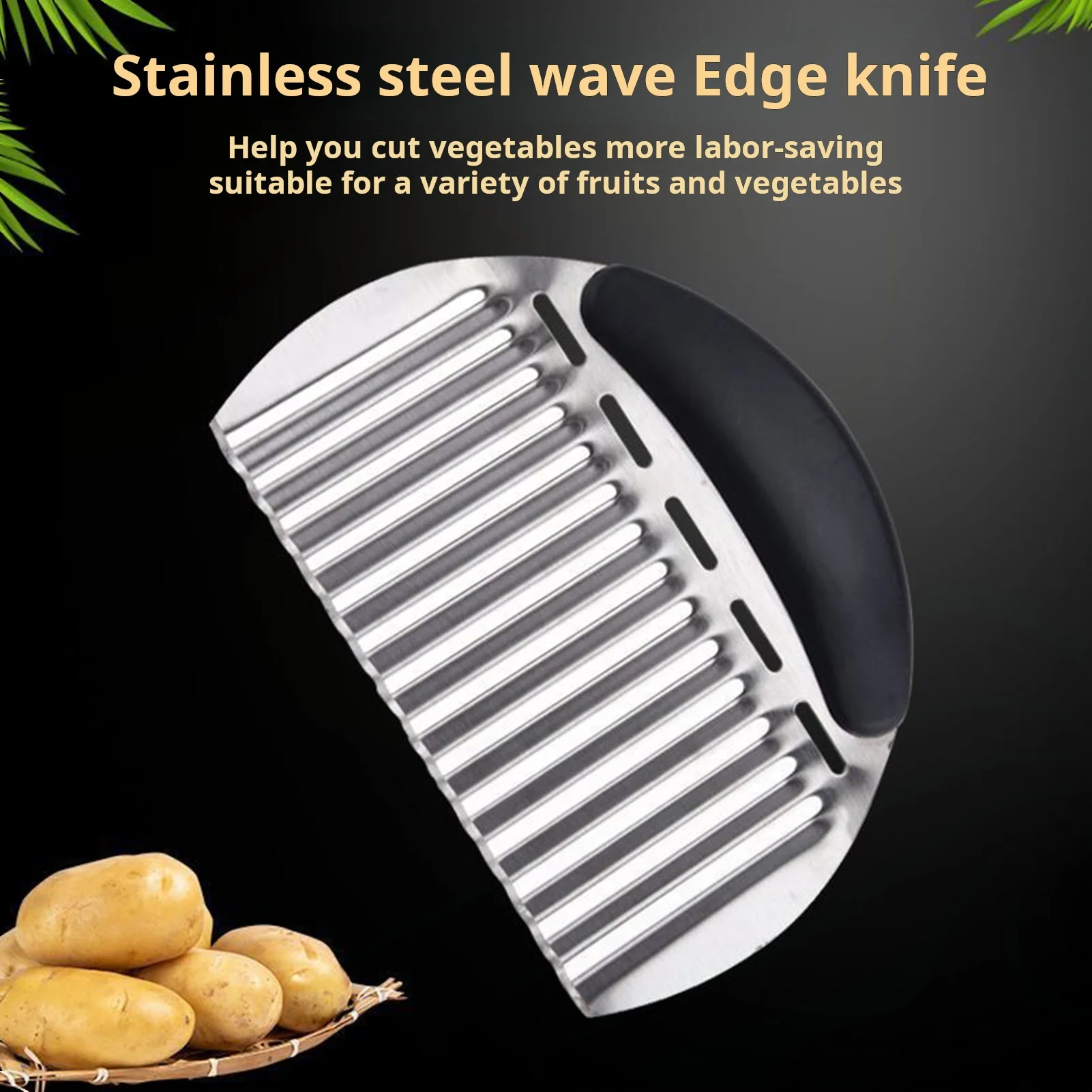 Stainless Steel Potato Cutter Crinkle Chopper for Vegetables Fruits Wavy Blade French Fry Slicer for Carrot Chips Onions 감자 절단기