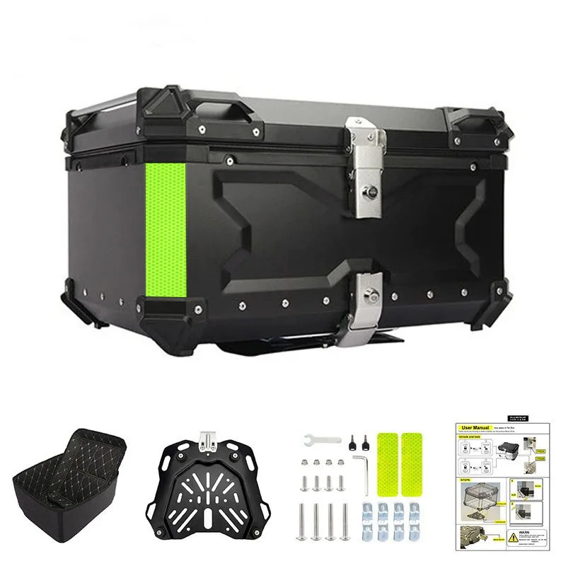 

Extra-Large 80L-100L Motorcycle Tail Box Top Case Trunk Luggage Aluminum Embossing Waterproof Storage for Helmet And Tools