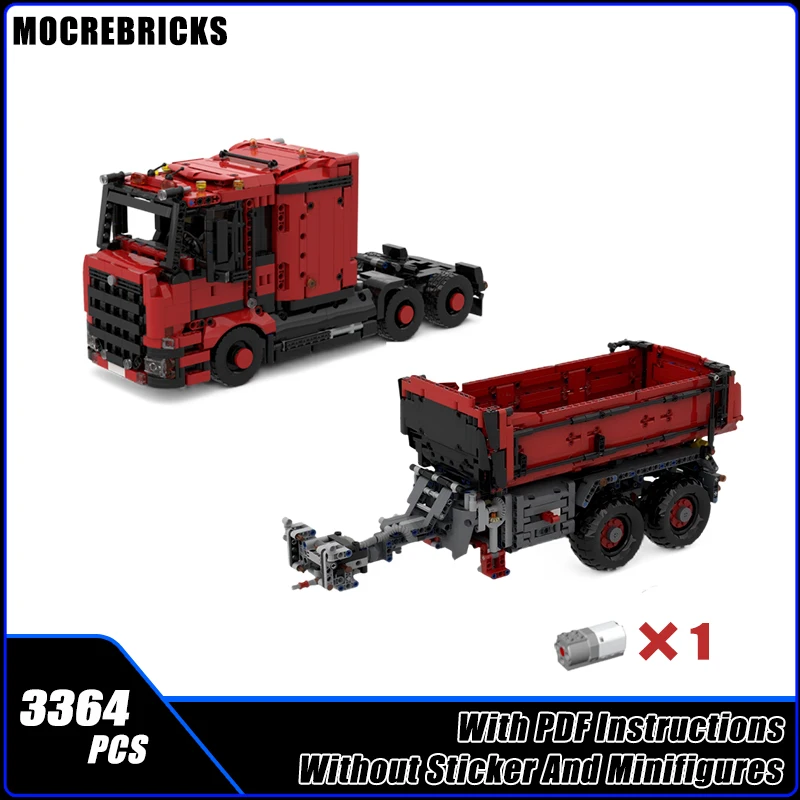 

Обучающий технический инженерный самосвал, прицеп, полугрузовик, MOC, строительные блоки, игрушка для творческой игры в транспортной тематике