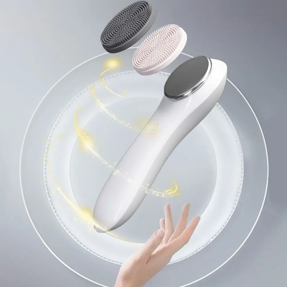 

Waterproof Electric Facial Cleansing Brush Silicone Head Deeep Cleaning Facial Cleaning Scrubber Wireless Vibrating