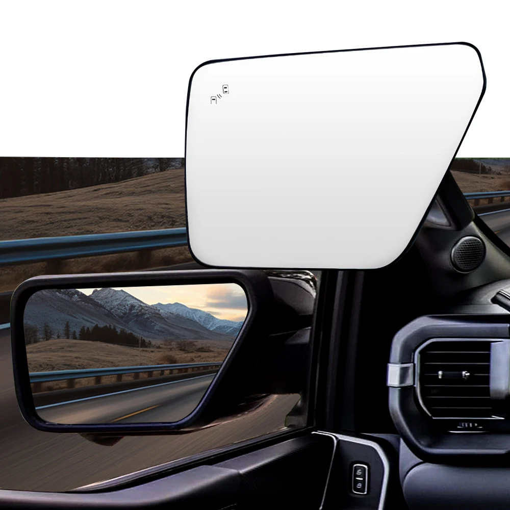 Side Rearview Mirror Glass Heated with Blind Spot Light For Ford F-150 2021 2022 2023 ML3Z17K707H ML3Z17K707D