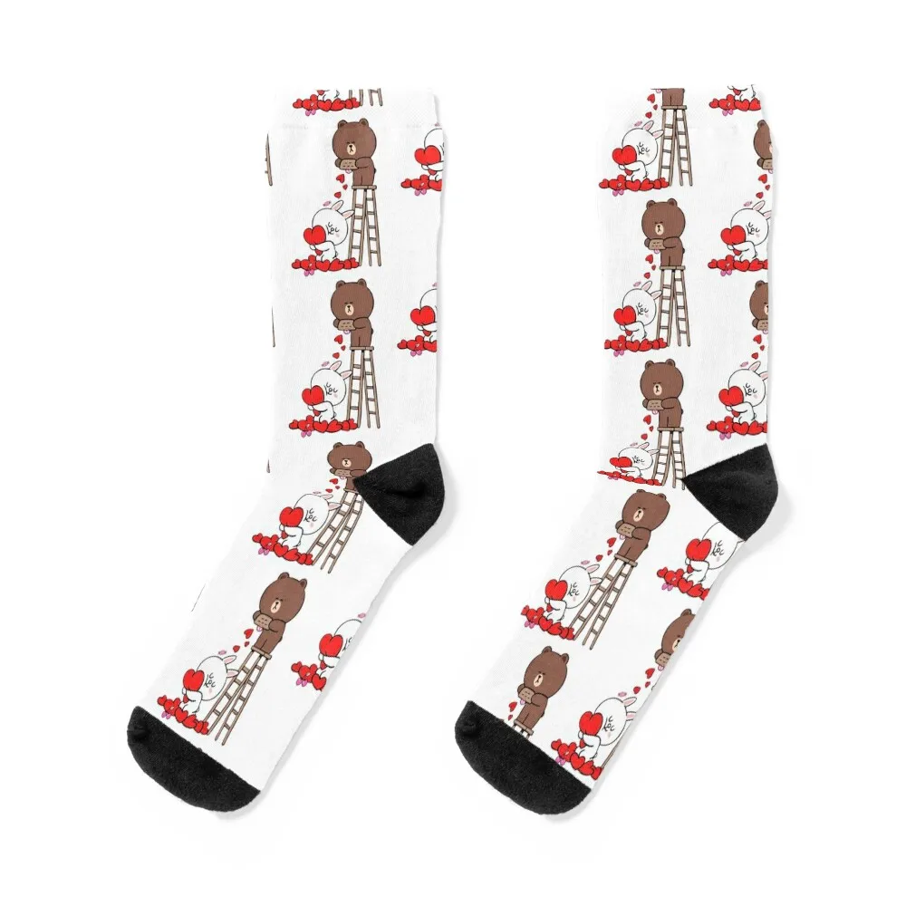 

Brown And Cony Love Heart Socks Antiskid soccer anti slip football floral winter gifts Socks Men Women's