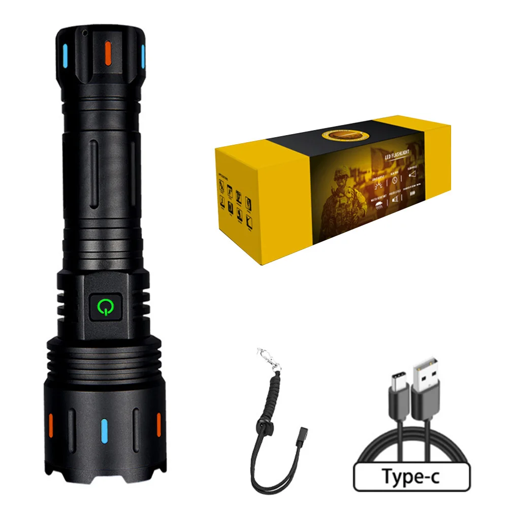 Newest White Laser Super Powerful Flashlight 6000LM Rechargeable Torch Light XHP90.2 High Power LED Flashlight Tactical Lantern