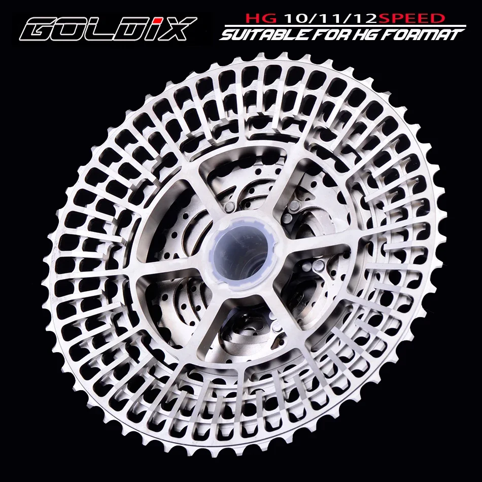 GOLDIX Ultralight MTB Cassette CNC 10/11/12Speed 46-52T HG Freewheel for SHIMANO DEORE SLX XT SRAM Transmission